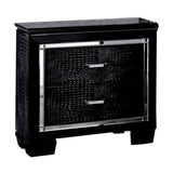 Contemporary 1pc Nightstand Black Bedside Table LED Light English Dovetail Drawer Bedroom Furniture B011P232476