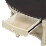 Vintage Oval Coffee Table with Drawer and Storage Shelf, Antique Cocktail Table in 45", French N735P277388K