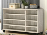 ZUN Contemporary Home Furniture 3-Door Shoe Cabinet 1pc Dusty Gray Oak Finish 6x Adjustable Shelves B011P193968