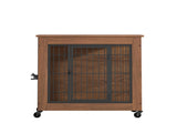 27.2" Dog Crate Furniture with Wheels for Small Dogs, Heavy Duty Dog Kennel Indoor with 2 Doors, 94926706