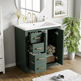 30'' Bathroom with Ceramic Sink Combo,Solid Wood Frame Bathroom Storage Cabinet, Freestanding N710P191970F