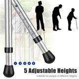Folding Seat Cane 5-Level Height Adjust, LED Light, Anti-Slip Pads, Aluminum Alloy, Bonus 50929782