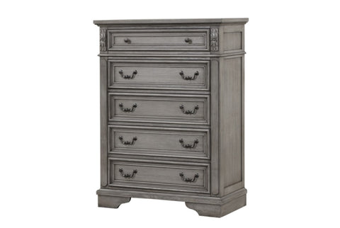 ZUN Grace Traditional Style 5-Drawer Chest Made with wood in Rustic Gray B00978932