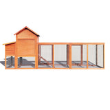 ZUN 122＂Large Wooden Chicken Coop,Outdoor Hen House with Nest Box ,Wire Fence Poultry Cage W773109910