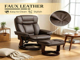 PU Leather Swivel Recliner, Reclining Chair with Footrest, Dark Brown 49357863