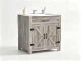 () Washbasin Cabinet with Barn-Style Doors and U-Shaped Shelving 24*18.5*33.5in 58860852