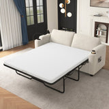 72.8" Corduroy Sleeper Sofa Loveseat Sofa with Full Size Mattress, USB Ports, Cup Holders, N719P208880A