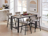 Bar Table Set with 4 Bar stools PU Soft seat with backrest, Grey, 47.24'' L x 23.62'' W x 35.43'' H 17125844