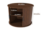 Mid Century Modern Cylinder End Table with Built-in Charging Station & Sliding Door, 2-Tier Storage 06416937