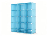 3-Cube Blue Modular Kids Closet, PP & Metal Storage Organizer with Hanging Rods, Tool-Free Assembly 40016339