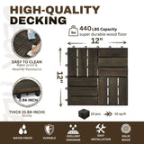30 PCS Interlocking Deck Tiles Striped Pattern, 12" x 12" Square Light Gray Acacia Hardwood Outdoor 25506565