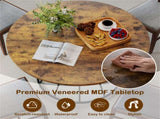 Brown 47" Round Dining Table , Family-Sized for 4-6 People, Hourglass Metal Base & Curved Tabletop 32267114