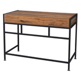 ZUN 106*50*75cm Retro Wood Table Top Black Steel Frame Particle Board Two Drawers Computer Desk Can Be 49804738