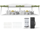 10'x20' Instant Pop Up Canopy Tent White, No Sidewalls Design, 28/22mm Powder Coated Steel Frame, 94300314