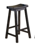 ZUN Black Finish 29-inch Bar Height Stools Set of 2pc Saddle Seat Solid Wood Casual Dining Home B01151976