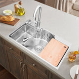 ZUN Drop-in Kitchen Sink Single Bowl with 2 Holes, 304 Stainless Steel Workstation Kitchen Sink with 43691381