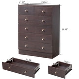 ZUN Modern Simple 6-Drawer Dresser Brown 72602814