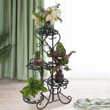 4 Potted Rounded Flower Metal Shelves Plant Pot Stand Decoration for Indoor Outdoor Garden Black 69287047