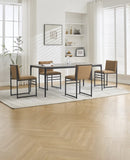 Modern Dining Chairs set of 2, Upholstered Linen cushions and backrest with minimalist craft iron W1249P257010