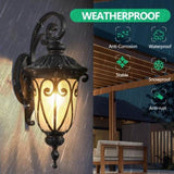 1-pack Classic Outdoor Wall Lantern, Black Vintage Wall Sconce with Bubble Glass, Weatherproof W1340P239408