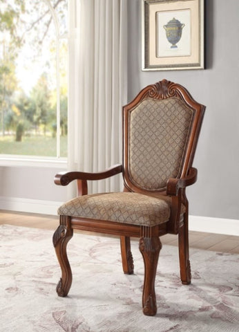 ZUN ACME Chateau De Ville Arm Chair in Fabric & Cherry 04078A