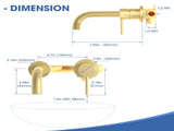 Wall Mount Faucet for Bathroom Sink or Bathtub, Single Handle 2 Holes Brass Rough-in Valve Included, 93436617
