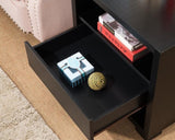 ZUN Accent Table, Sofa Side Table with Drawer and 2-Tier Shelves- Black B107130984