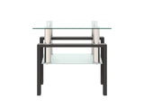 1-Piece Modern Tempered Glass Tea Table Coffee Table End Table, Square Table for Living Room, 51857456