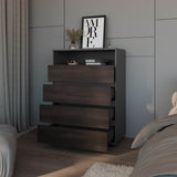 Tokio 4 Drawer Dresser with Open Shelf, Stained Walnut B128P343765
