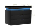 Nightstand with Charging Station and LED Lights,Night Stand with Sliding Top for Bedroom,Bedside W1162P320229