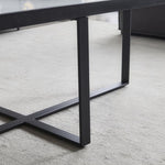 ZUN Minimalism rectangle coffee table,Black metal frame with sintered stone tabletop 05384059