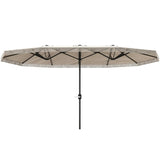 15ft Cream White Patio Umbrella UPF30 Outdoor Umbrella with Fringe and Crank Handle 86970460
