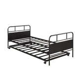 Metal Daybed Platform Bed Frame with Trundle Built-in Casters, Twin MF189577AAB