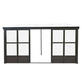 12x14FT All Season Sunroom, Outdoor Permanent Wall Mounted Solarium with Detachable Polycarbonate W1859P238681