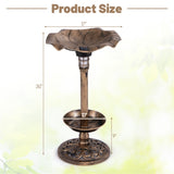 Bronze Standing Pedestal Birdbath and Feeder Combo with Solar Powered Lamp 91073086