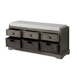ZUN U_STYLE Homes Collection Wood Storage Bench with 3 Drawers and 3 Baskets WF323641AAE