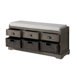 ZUN Collection Wood Storage Bench with 3 Drawers and 3 Baskets 59768756