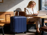 ABS Trolley Case 20in 24in 28in 3PCS Suitcase Set Vertical Striped Frosted Case Suitcase Navy Blue 72068211