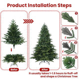 Artificial 4ft Green Christmas Tree with 856 PE/PVC Mixed Branch Tips, Steel wire, Hinged Premium & 20757234