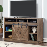 ZUN 66 inch Electric Fireplace TV Stand for TVs up to 80 inches, Minimal Assembly, Barnwood Finish B108P160225