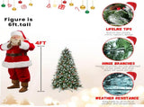 7FT Christmas Tree with 2178 Tips, Red Berries & Pine Cones Snow-Dusted PEPVC Branches, Hinged 77529072
