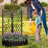 ZUN Wicker Trellis Planter, Outdoor Raised Garden Bed with Drainage Holes, Free-Standing Trellis Planter 49413812