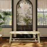 Farmhouse Modern Solid Wood Rattan Bench - 59 Inch Indoor & Covered Outdoor Bench Champagne Finish N842P271335E