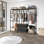 ZUN Independent wardrobe manager, clothes rack, multiple storage racks and non-woven drawer, bedroom 73152047