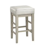 ZUN Transitional White Faux Leather Seat 24-inch Counter Height Stools Set of 2, White Finish Solid Wood B011P232132