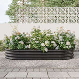 ZUN Raised Garden Bed Outdoor, Oval Large Metal Raised Planter Bed for for Plants, Vegetables, and W840102509