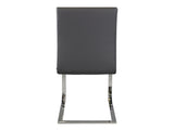 Sleek Contemporary Style Side Chairs Set of 2, Gray Faux Leather Diamond Pattern Stitching Chrome B011P220983
