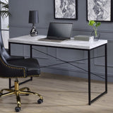 Faux Concrete Top Rectangular Writing Desk, Antique White and Black B016P311345