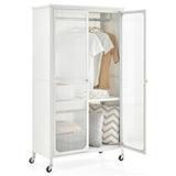 Modern Mobile Closet Armoire - 31.5"x14.5"x58" Size, Visible Doors, Adjustable Shelves & Hanging 85119250
