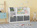 Kids Bookcase and Bookshelf, Multifunctional Bookcase with 3 Collapsible Fabric Drawers, Bookcase 45889754